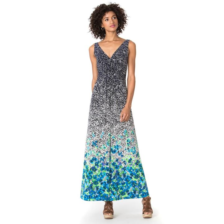 Petite Chaps Floral Maxi Dress, Women's, Size: Xl Petite, Blue (navy)