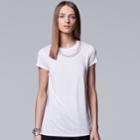 Women's Simply Vera Vera Wang Embellished Necklace Tee, Size: Large, White