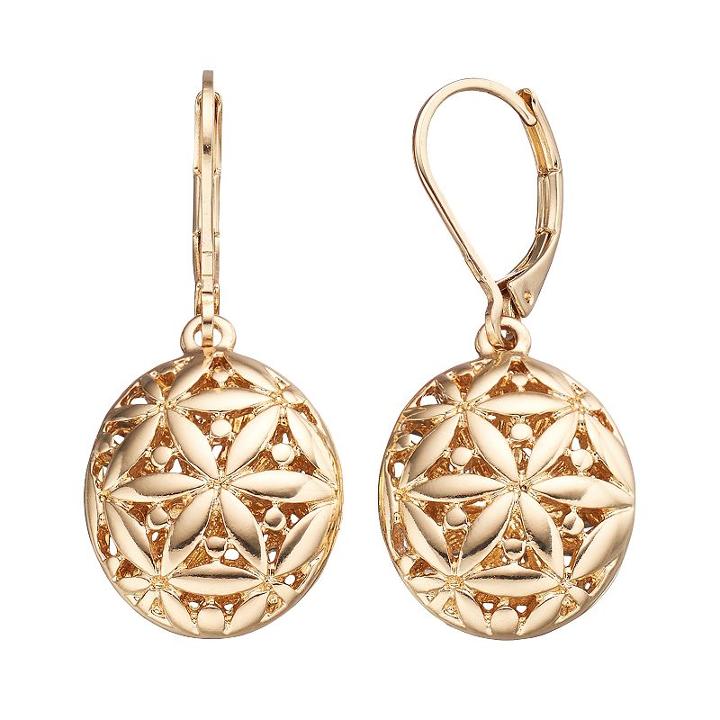 Napier Flower Oval Nickel Free Drop Earrings, Women's, Gold