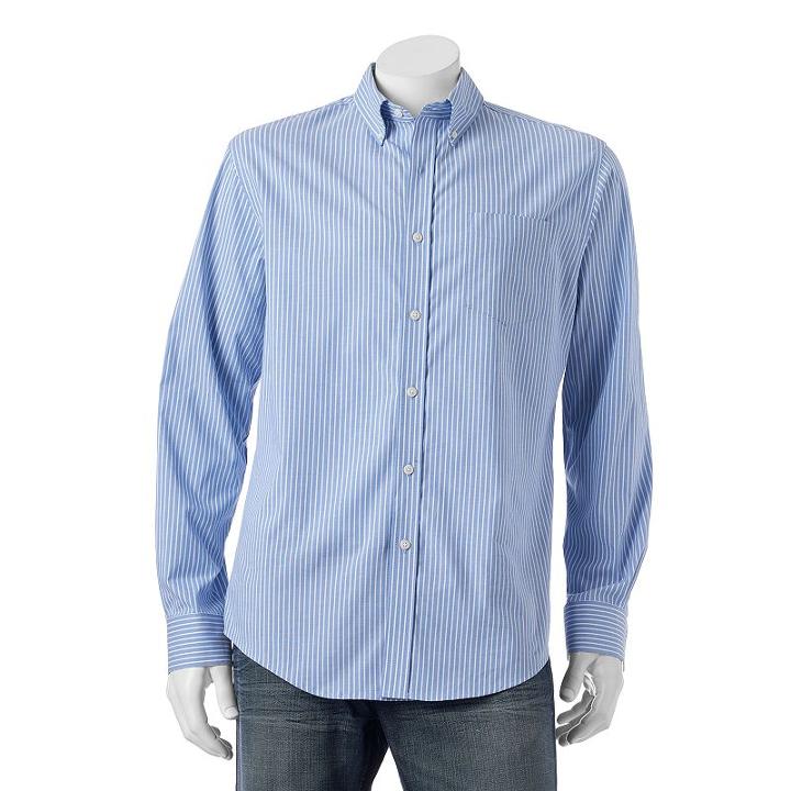 Men's Croft & Barrow&reg; Classic-fit Checked Stretch Button-down Shirt, Size: Xl, Dark Grey