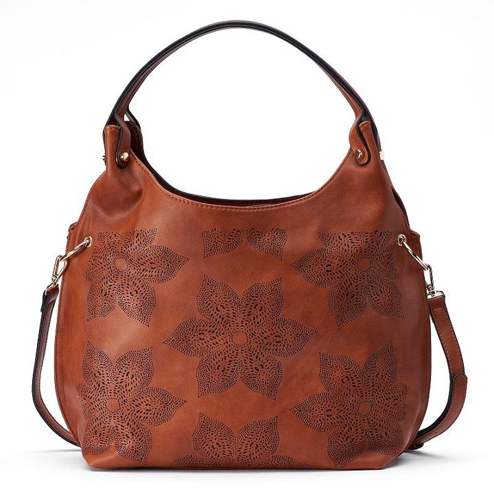 Mellow World Brienne Floral Perforated Hobo, Women's, Brown