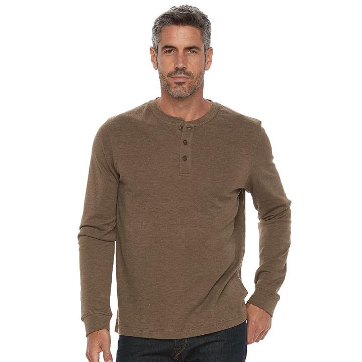 Men's Croft & Barrow&reg; Classic-fit Stretch Henley, Size: Xxl, Dark Brown