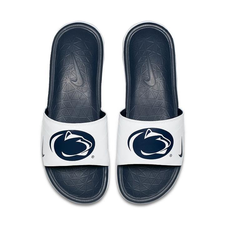 Men's Nike Penn State Nittany Lions Benassi Slide Sandals, Size: 9, White Oth