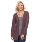 Juniors' Pink Republic Pointelle Open Front Cardigan, Teens, Size: Large, Drk Purple