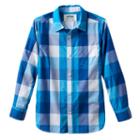 Boys 8-20 Urban Pipeline&reg; Plaid Button-down Shirt, Boy's, Size: L(14/16), Dark Blue
