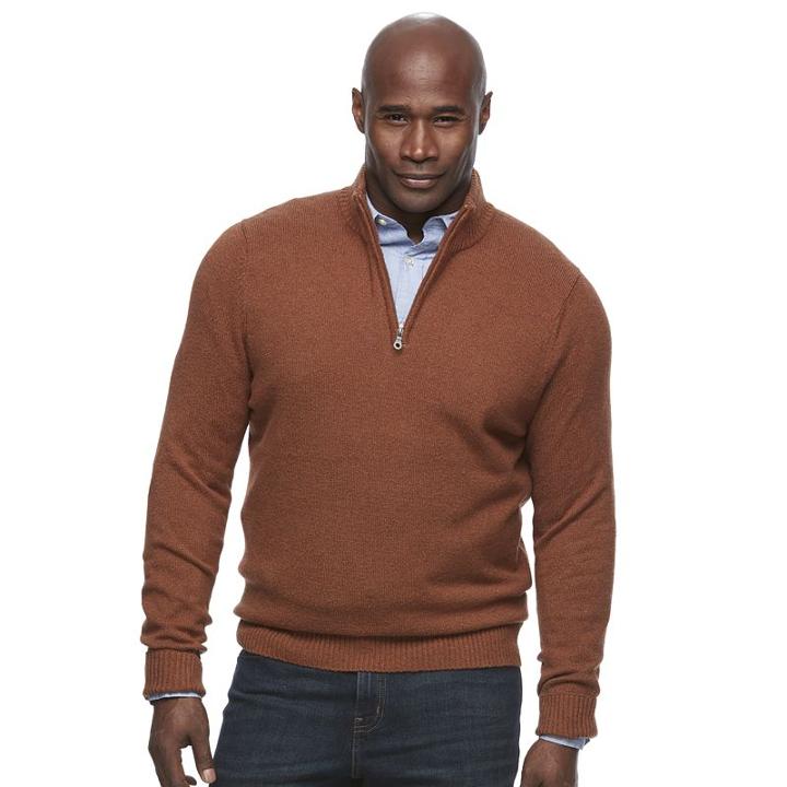 Big & Tall Croft & Barrow® True Comfort Classic-fit Stretch Quarter-zip Sweater, Men's, Size: Xxl Tall, Med Brown