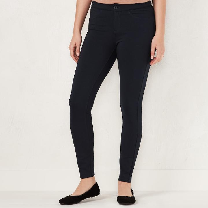 Petite Lc Lauren Conrad Midrise Skinny Ponte Pants, Women's, Size: Xl Petite, Blue