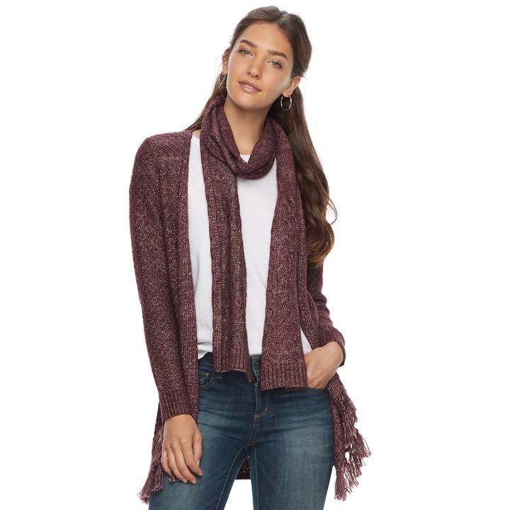 Women's Sonoma Goods For Life&trade; Scarf & Cardigan, Size: Xl, Purple