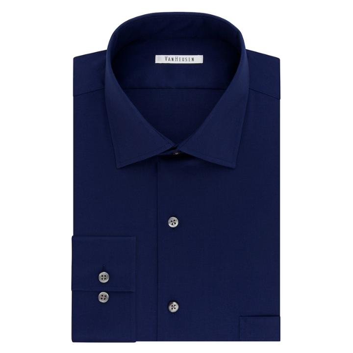Men's Van Heusen Flex Collar Regular-fit Dress Shirt, Size: 16.5-32/33, Dark Blue