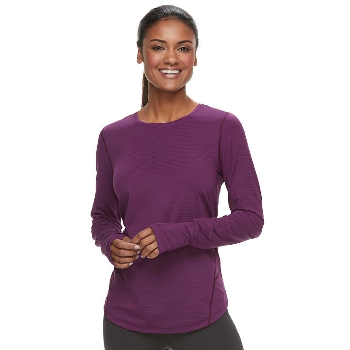 Women's Tek Gear&reg; Thumb Hole Long Sleeve Tee, Size: Xl, Drk Purple