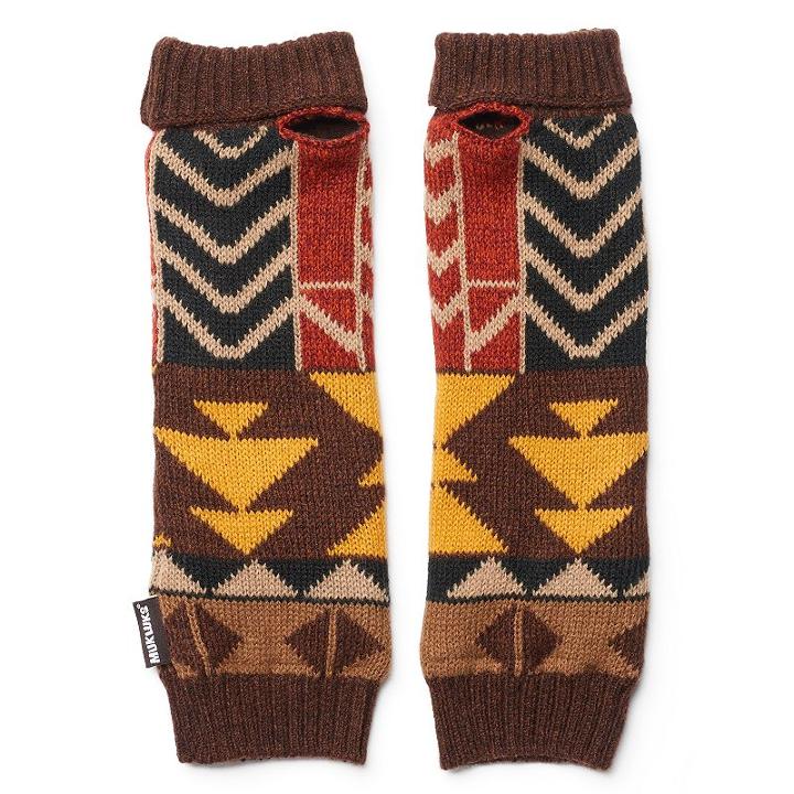 Muk Luks Gaucho Geometric Arm Warmers, Brown