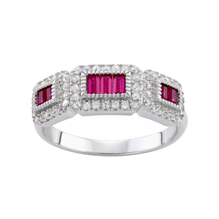 Sterling Silver Lab-created Ruby & White Sapphire Ring, Women's, Size: 5, Red