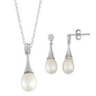Sterling Silver Freshwater Cultured Pearl Pendant & Drop Earring Set, Women's, Size: 18, White