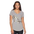Women's Apt. 9&reg; V-neck Graphic Tee, Size: Xl, White