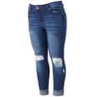 Juniors' Plus Size Almost Famous Cuffed Ankle Skinny Jeans, Teens, Size: 24 W, Dark Blue