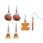 Trick Or Treat, Candy Corn & Jack-o'-lantern Halloween Earring Set, Women's, Multicolor