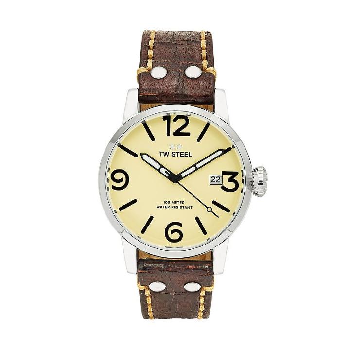 Tw Steel Men's Maverick Leather Watch, Brown