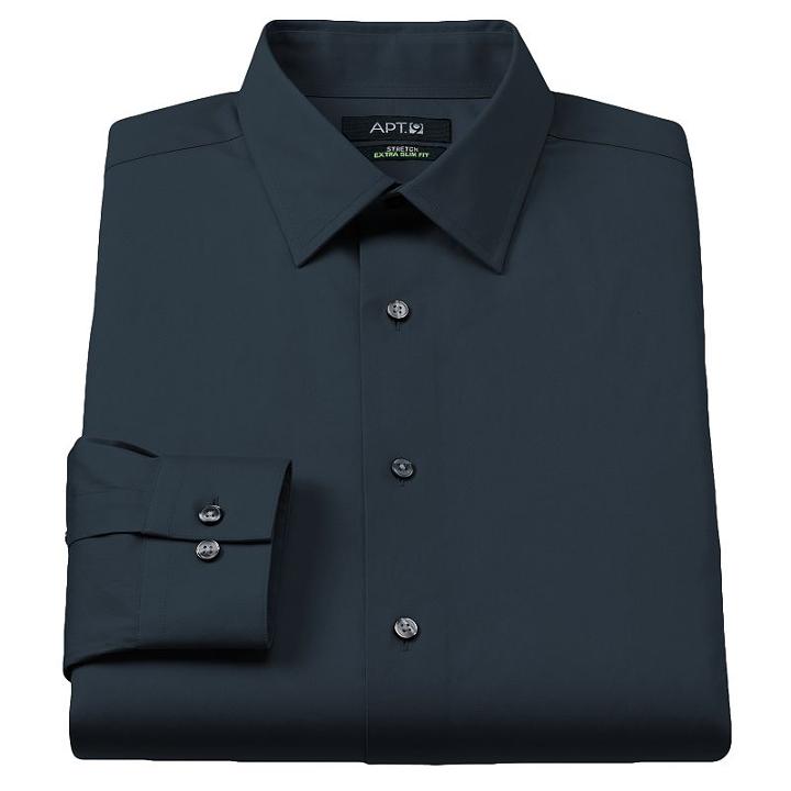 Men's Apt. 9&reg; Extra-slim Solid Stretch Dress Shirt, Size: 16.5-32/33, Blue