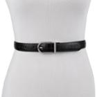 Women's Chaps Faux-crocodile Stretch Reversible Belt, Size: Medium, Grey (charcoal)