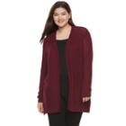 Juniors' Plus Size So&reg; Solid Boyfriend Cardigan, Teens, Size: 1xl, Dark Pink