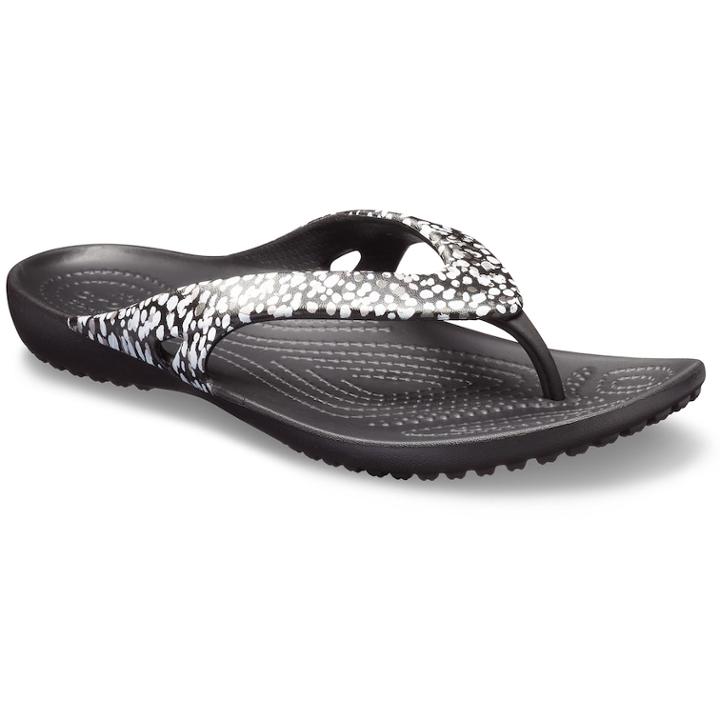 Crocs Kadee Ii Women's Flip-flops, Size: 10, Black White Dots