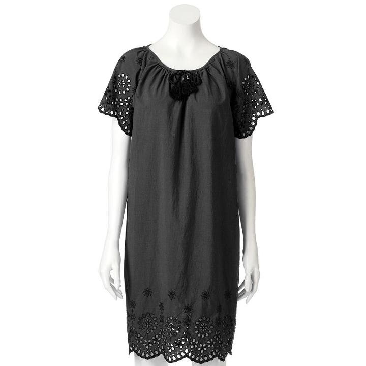 Women's Sonoma Goods For Life&trade; Eyelet Shift Dress, Size: Xl, Black