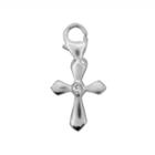 Personal Charm Sterling Silver Crystal Cross Charm, Women's, White
