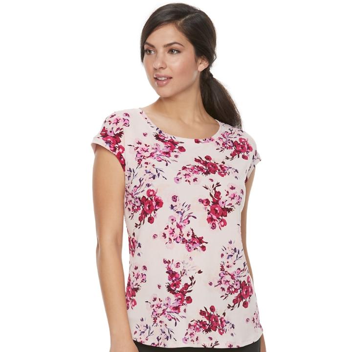 Women's Elle&trade; Printed Crepe Top, Size: Large, Light Pink
