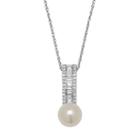 Simply Vera Vera Wang Sterling Silver Freshwater Cultured Pearl & Lab-created White Sapphire Linear Pendant, Women's, Size: 18