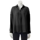 Women's Apt. 9&reg; Drop-shoulder Chiffon Top, Size: Large, Black