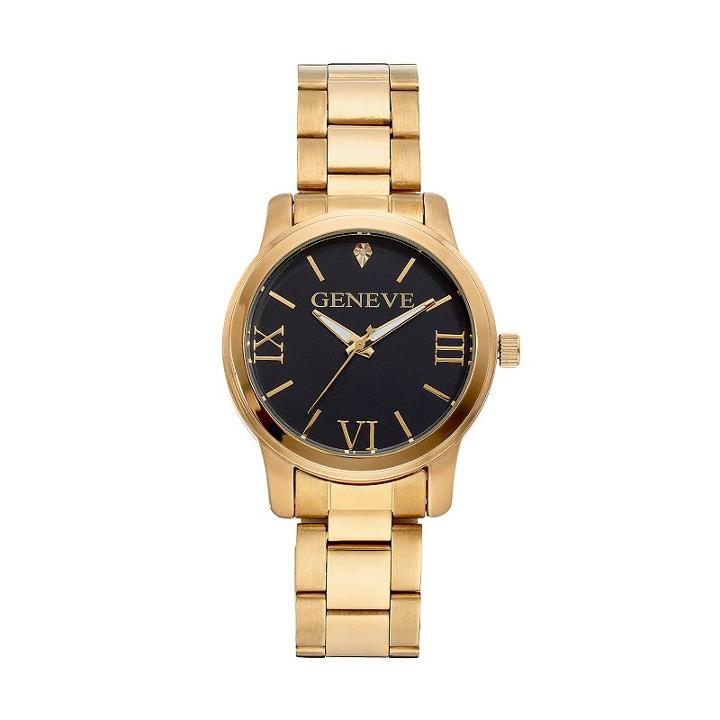 Unisex Geneve Stainless Steel Diamond Watch, Yellow