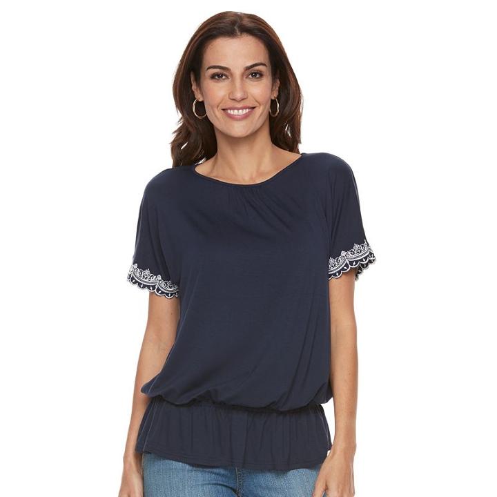 Women's Croft & Barrow&reg; Peplum Top, Size: Large, Blue