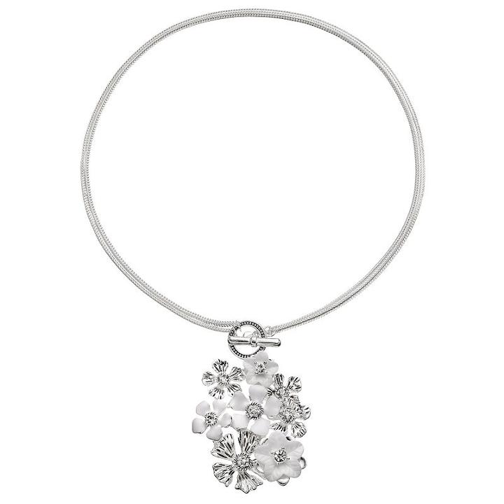 Napier White Flower Cluster Convertible Toggle Necklace, Women's