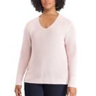 Plus Size Chaps Chevron V-neck Sweater, Women's, Size: 2xl, Pink