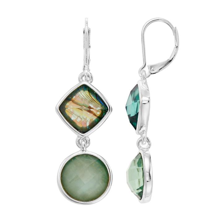 Dana Buchman Simulated Abalone Kite & Circle Drop Earrings, Women's, Green