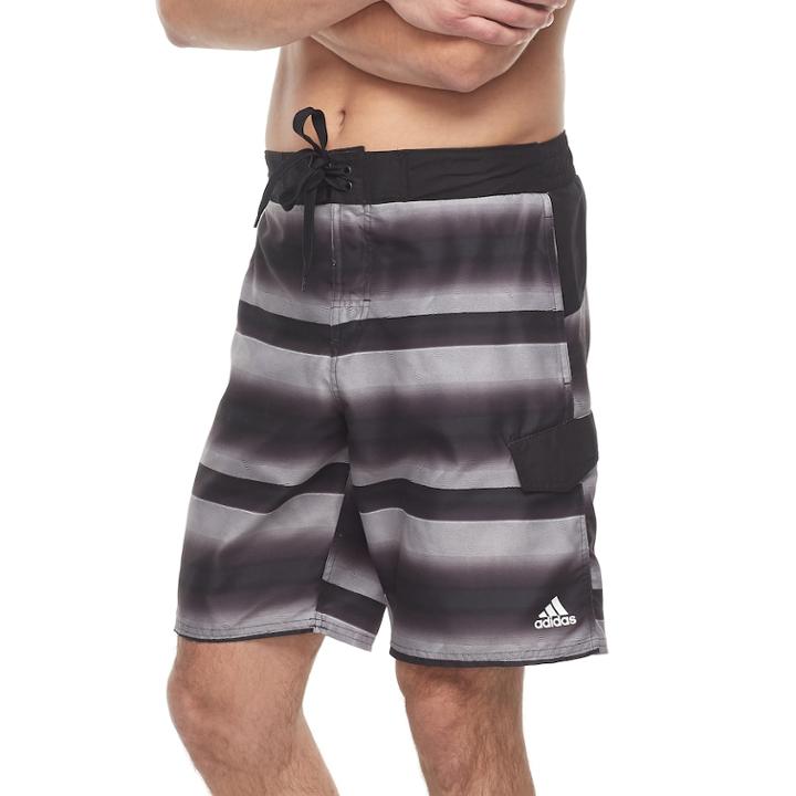 Men's Adidas Jumpshot Colorblock Microfiber Volley Swim Trunks, Size: Large, Black