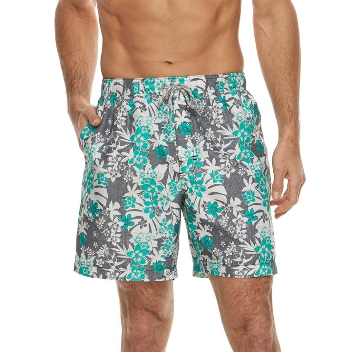 Men's Croft & Barrow&reg; Printed Swim Trunks, Size: Medium, Turquoise/blue (turq/aqua)