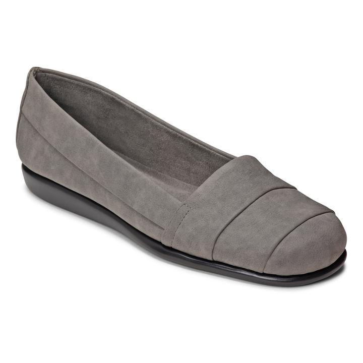 A2 By Aerosoles Softball Women's Stitch 'n Turn Pleated Flats, Size: Medium (6.5), Light Grey