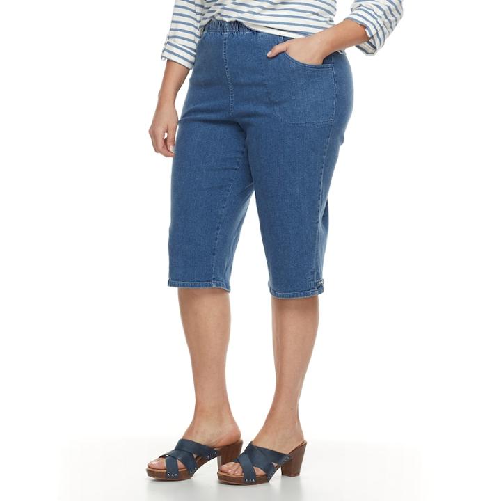 Plus Size Croft & Barrow&reg; Mini Tab Rivet Capri Jeans, Women's, Size: 2 - Regular, Blue