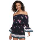 Juniors' Mudd&reg; Off The Shoulder Romper, Teens, Size: Small, Drk Purple