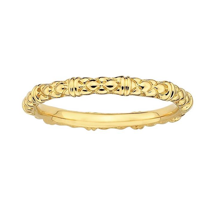 Stacks And Stones 18k Gold Over Silver Textured Stack Ring, Women's, Size: 5, Yellow