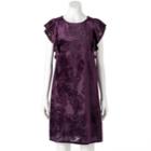 Women's Apt. 9&reg; Velvet Jacquard Shift Dress, Size: Xs, Purple