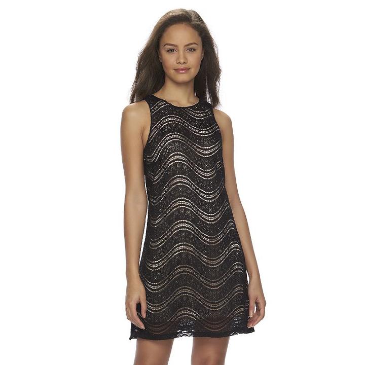 Juniors' Speechless Studded Lace Shift Dress, Teens, Size: Xl, Black Light Pink