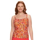 Plus Size Chaps Tummy Slimmer Paisley Bandeaukini Top, Women's, Size: 20 W, Lt Orange