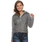 Juniors' J-2 Knit-sleeeve Hood Faux-leather Jacket, Teens, Size: Xl, Grey (charcoal)