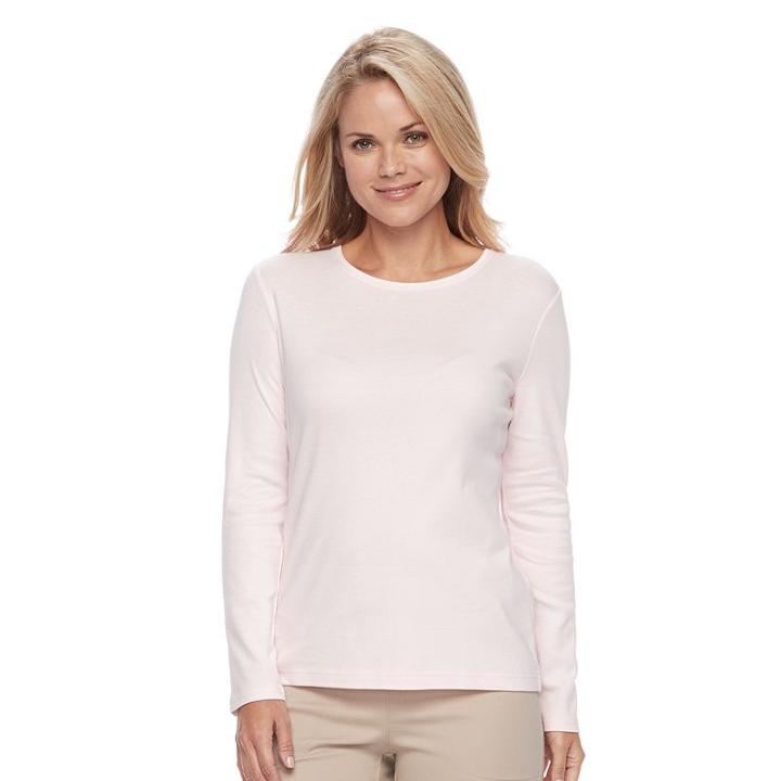 Petite Croft & Barrow&reg; Crewneck Tee, Women's, Size: Xl Petite, Brt Pink