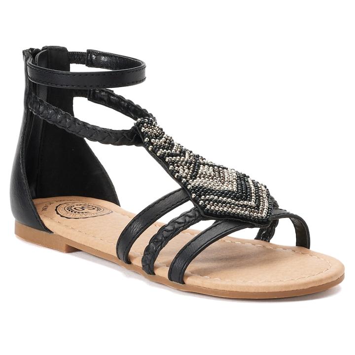 So&reg; Ticket Girls' Gladiator Sandals, Size: 2, Black