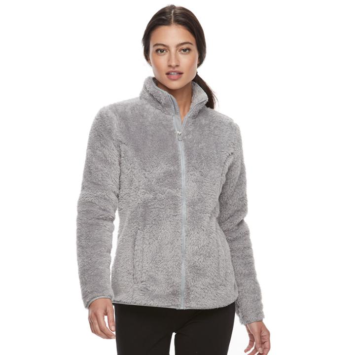 Women's Fila Sport&reg; Sherpa Fleece Zip-up Jacket, Size: Large, Med Grey