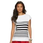 Women's Chaps Striped Boatneck Sweater, Size: Xl, White Oth