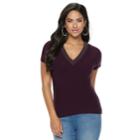 Women's Jennifer Lopez Studded V-neck Sweater, Size: Xl, Drk Purple